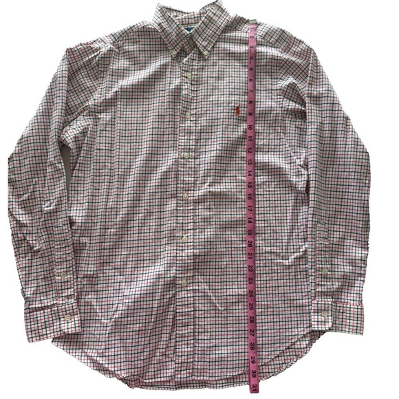 Ralph Lauren L/S Oxford Button Front Shirt Mens Medium Orange Navy Plaid - Picture 7 of 10